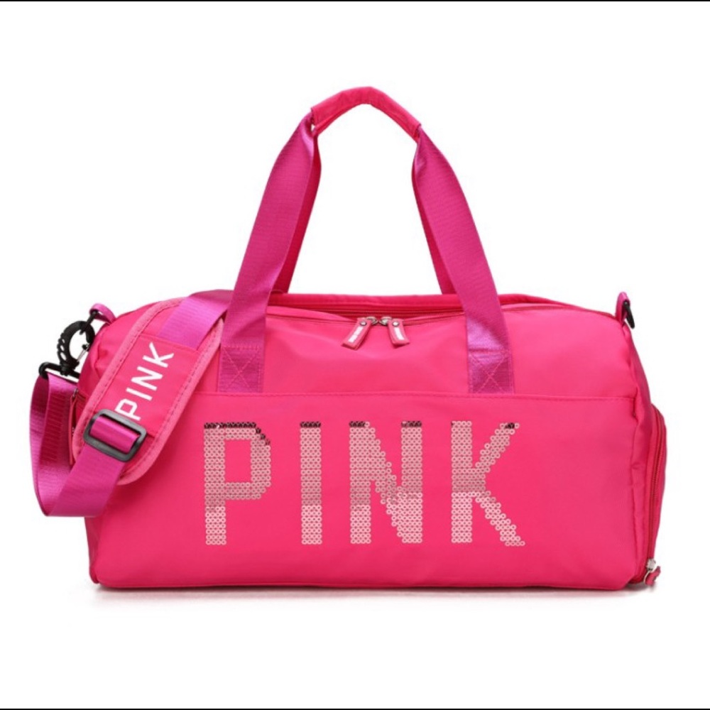 Pink duffle bag